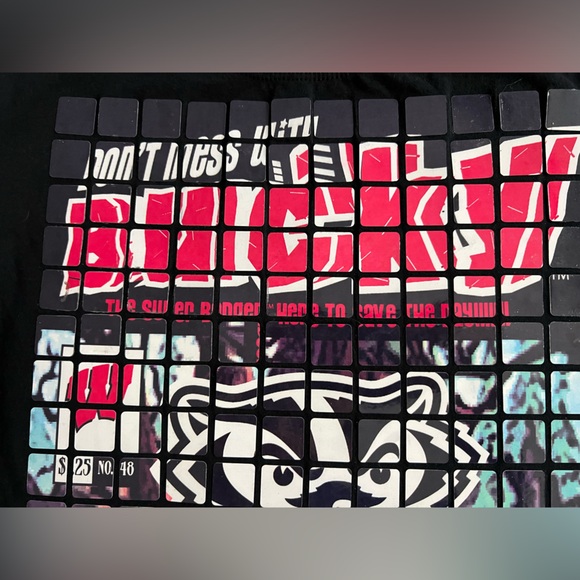 🦡🌹NEW Mosaic Tile Wisconsin Badgers Cuffed Sleeve T-Shirt | S/M Fitted | Rare - Picture 14 of 17